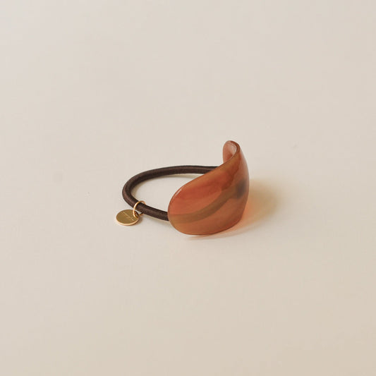 Curved Oval Resin Ponytail Hair Tie | Brown