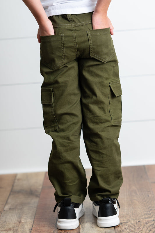 Olive Green Cargo Denim Pants
