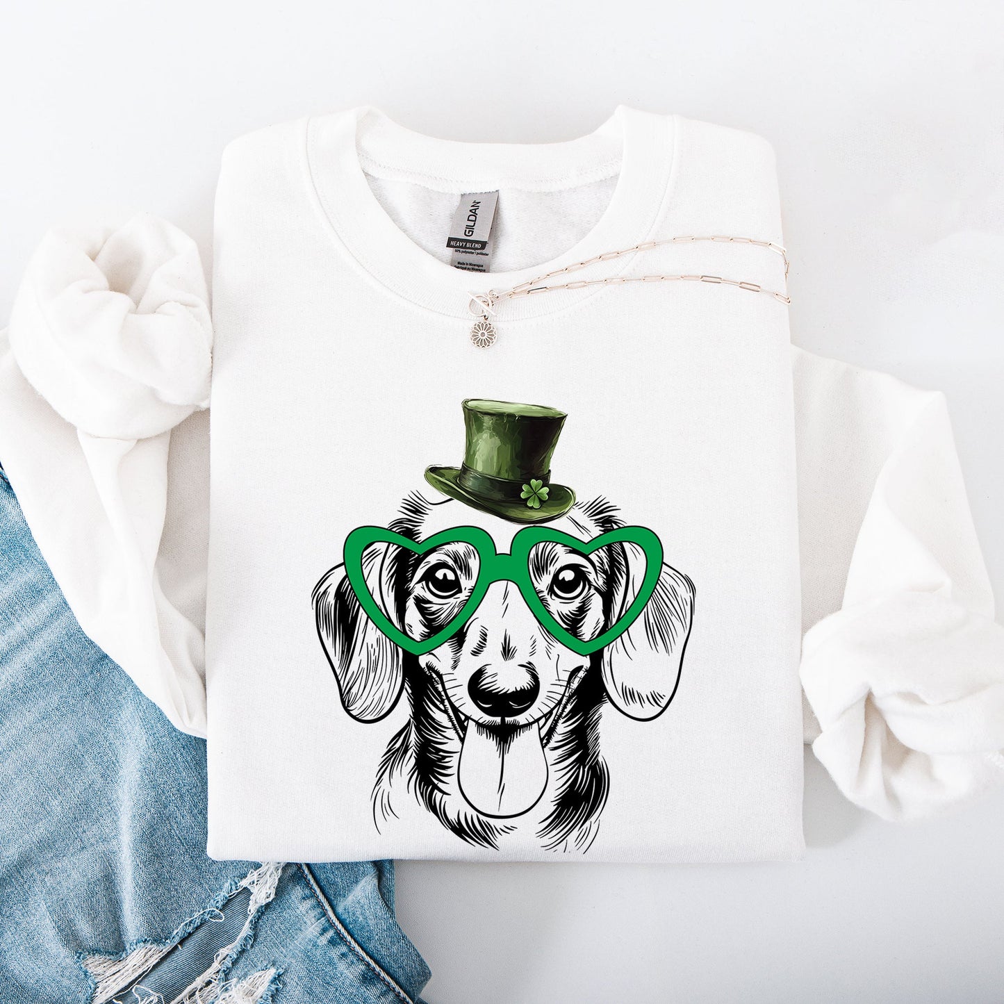 Dachshund, Adorable Dog, St Patrick's Day, Lucky, Irish Sweatshirt