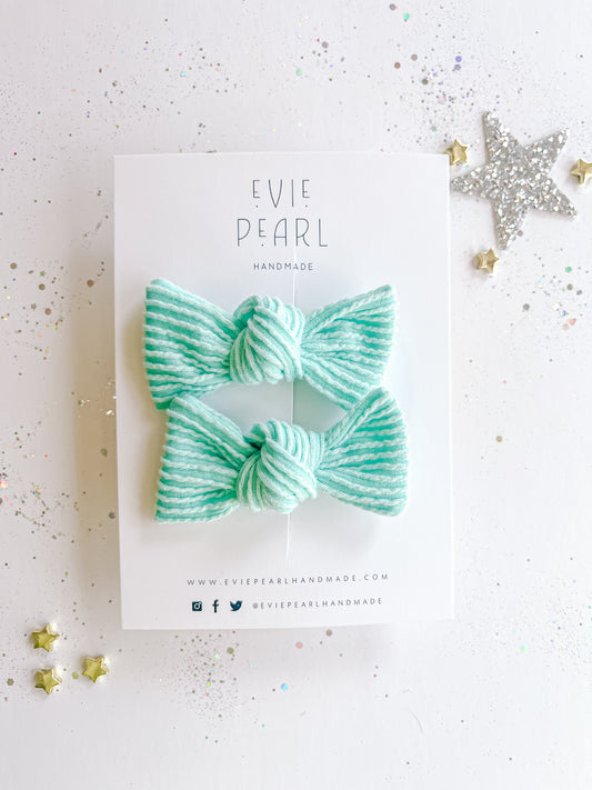 Teal Ribbed Small Pigtail Set