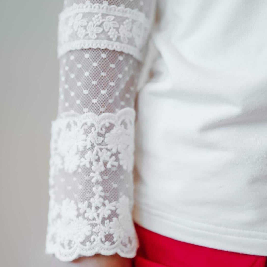 Lace Layering Shirt ~ White or Pink