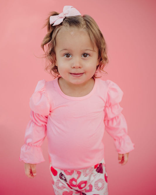 Elle Bubble Sleeve Top - Pink