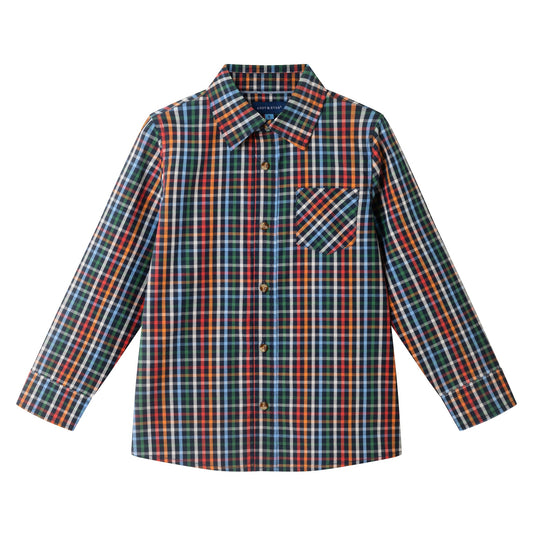 Kids Buttondown Shirt | Navy Plaid