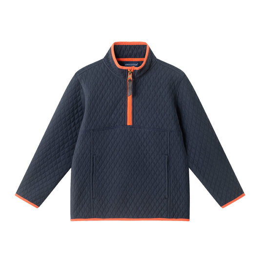 Kids Diamond Quilted Quarter-Zip Pullover | Navy