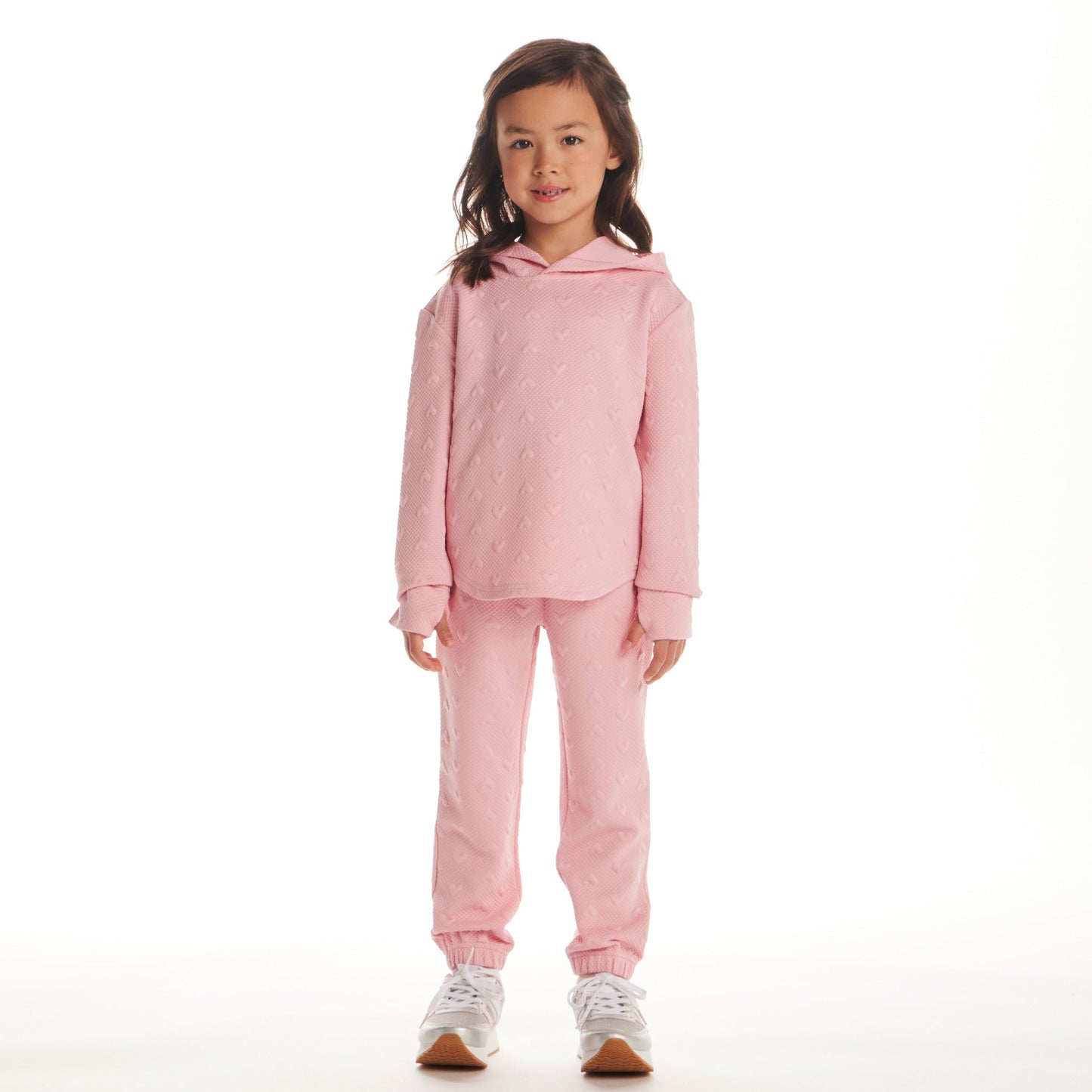 Kids Embossed Lounge Set | Pink Hearts