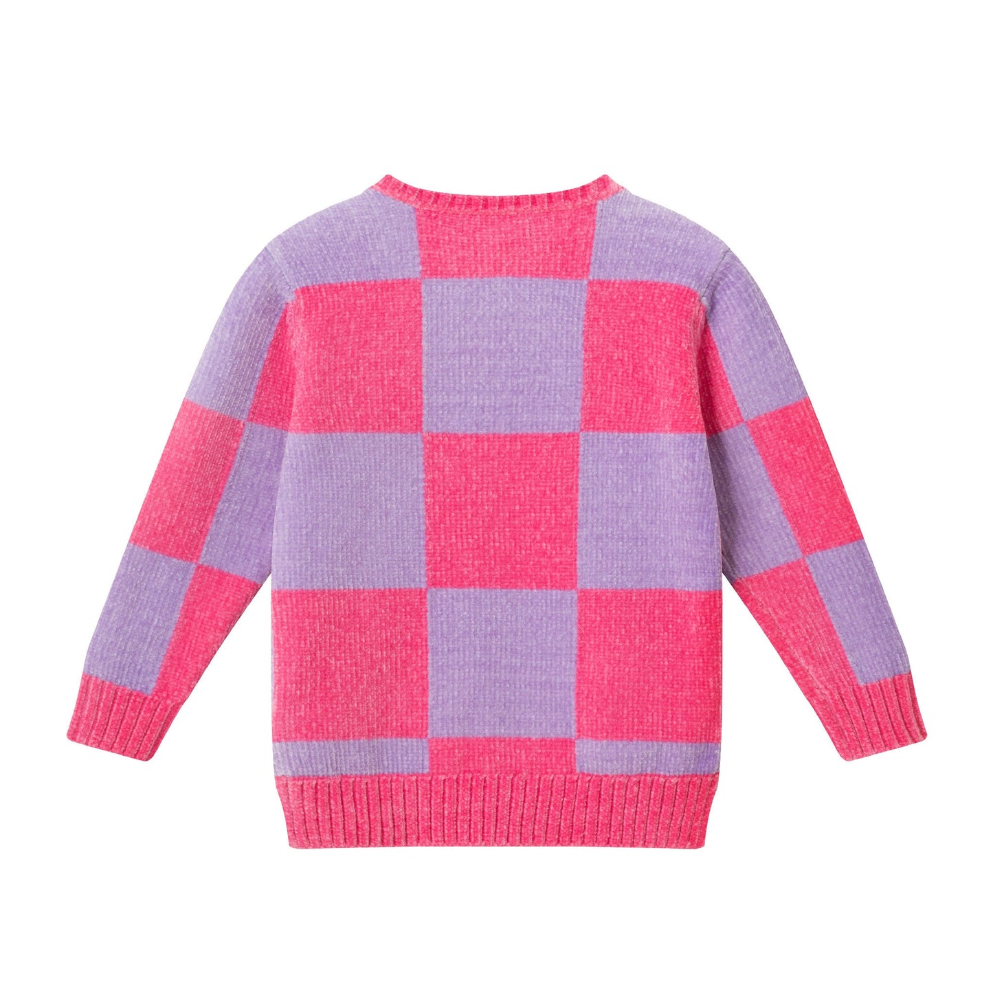 Kids Split Side Sweater | Pink Checker