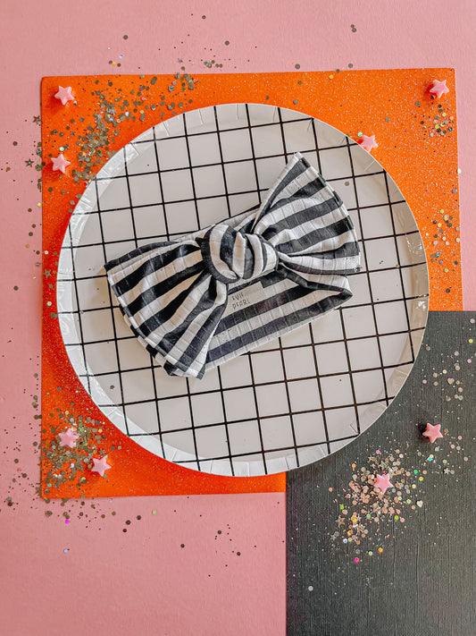 Black|White Baby Bow Turban