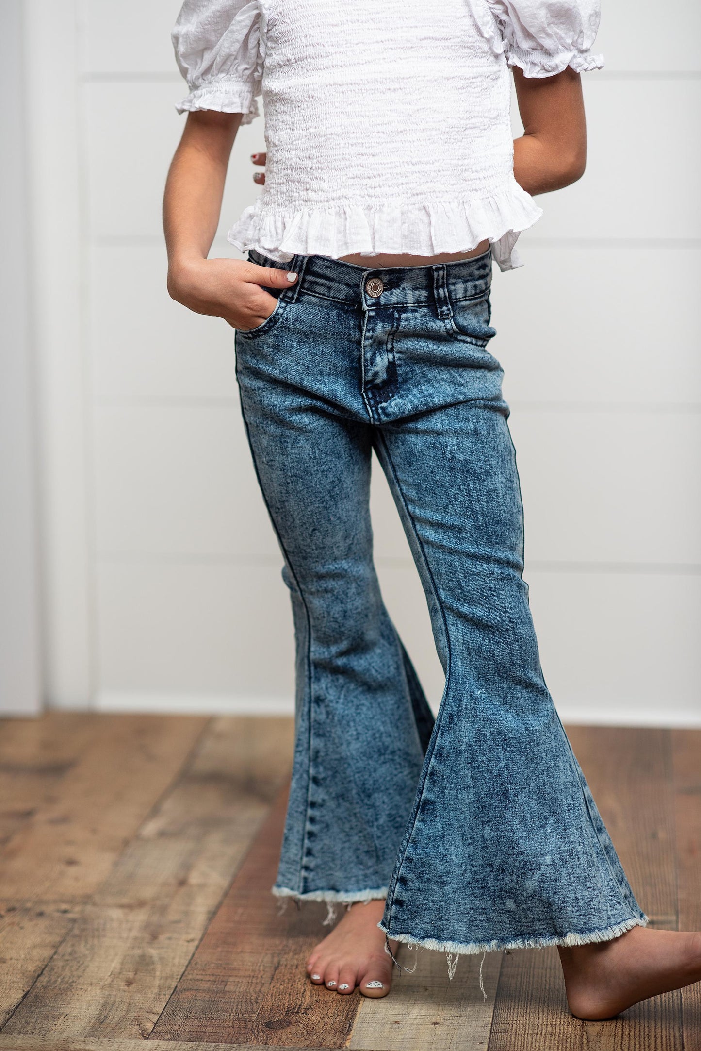 Faded Flare Denim Jean Pant