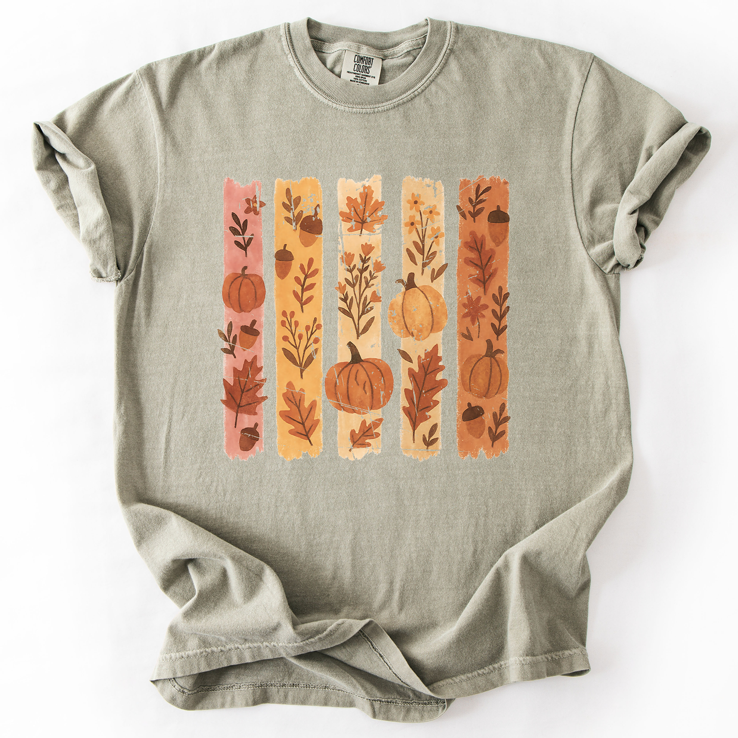 Fall, Brush Stroke, Floral, Pumpkin, Autumn, Comfort Colors T-Shirt