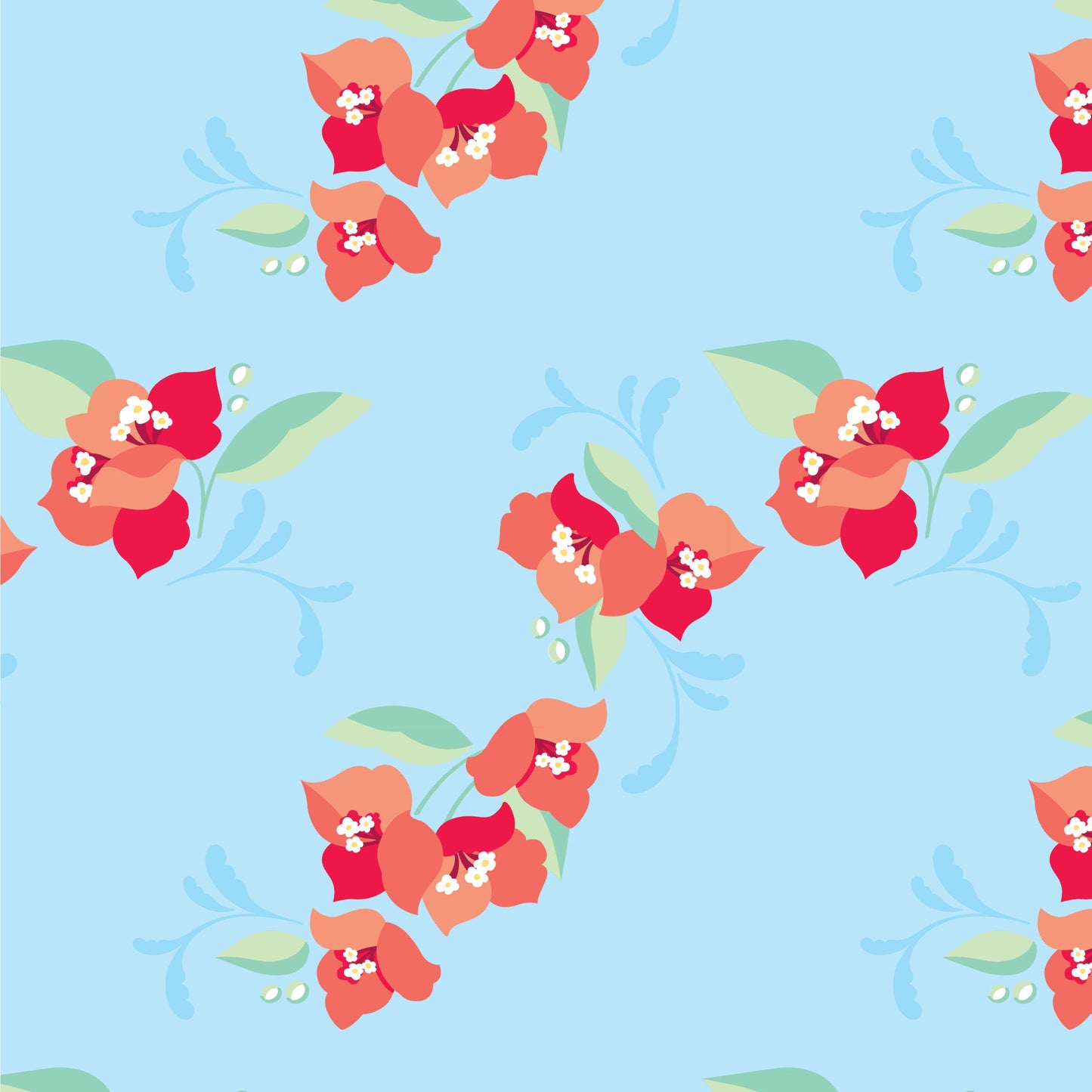 Amalfi Coast Red Flower Crib Sheet