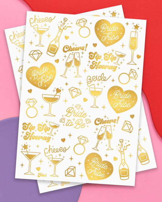 Sippin’ Pretty Tats - 30 foil temporary tattoos