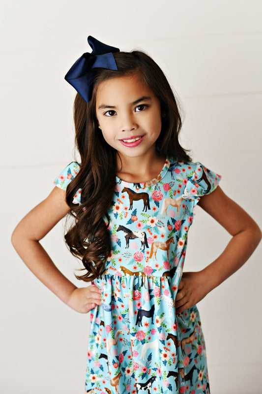 Claire Horse Flutter Dress