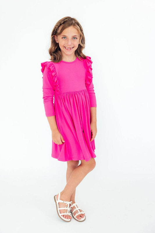 Hot Pink Ruffle Twirl Dress