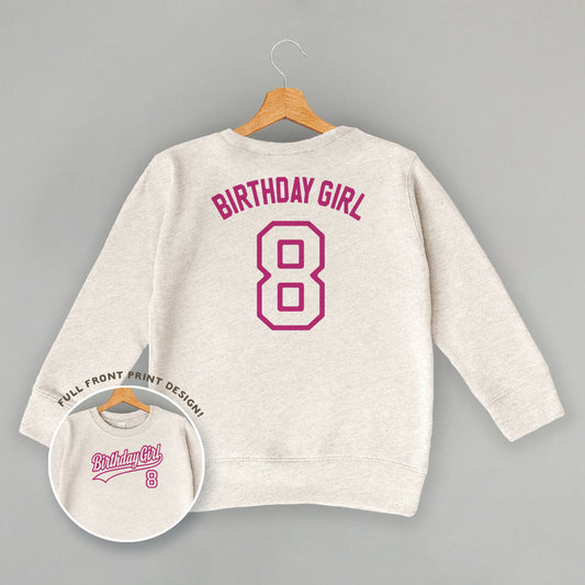 Birthday Girl Varsity #8 (Kids Back Print)