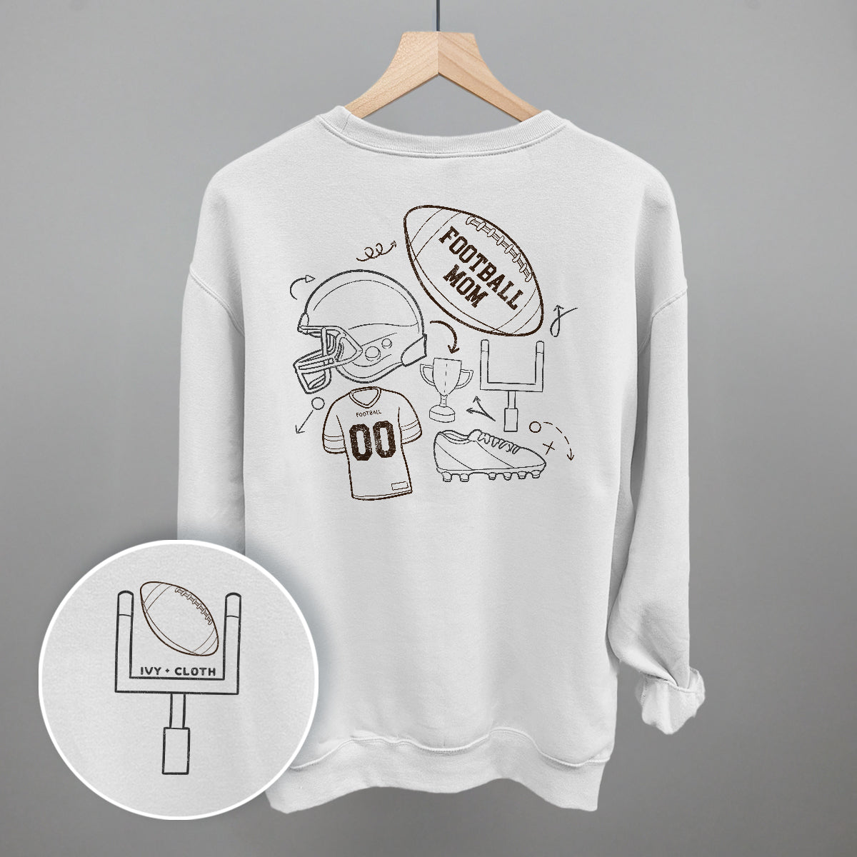 Football Mom Doodle (Back Print) - made to order