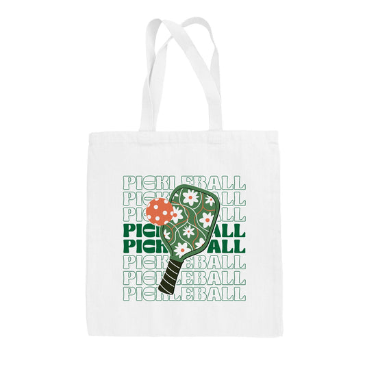 Pickleball Floral Repeated Tote Bag