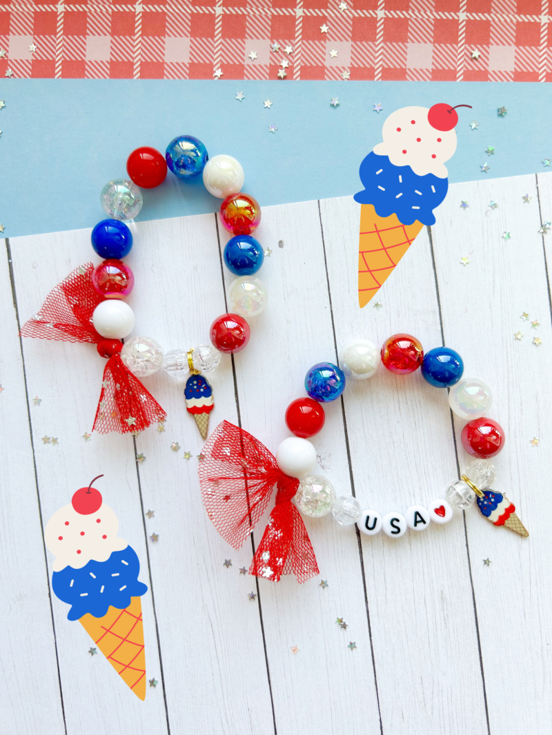 4th of July Summer Ice Cream Charm Bracelet