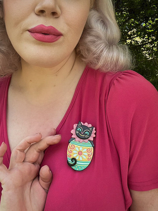 Eggcellent Black Cat Brooch Johanna Parker x Lipstick & Chrome