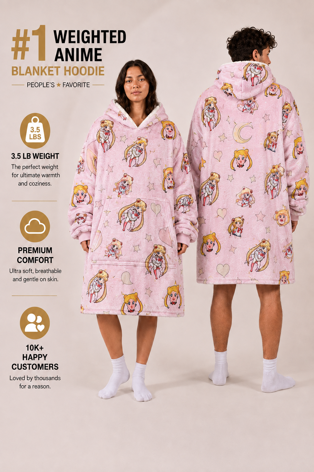 Sailor Moon Wearable Blanket Hoodie for Kids & Adults | OLM Toys