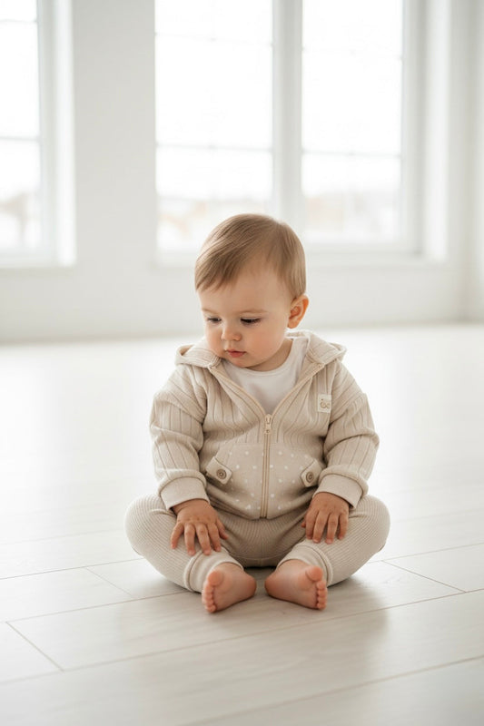 Organic Ribbed Polka Dot Zip-Up Jacket