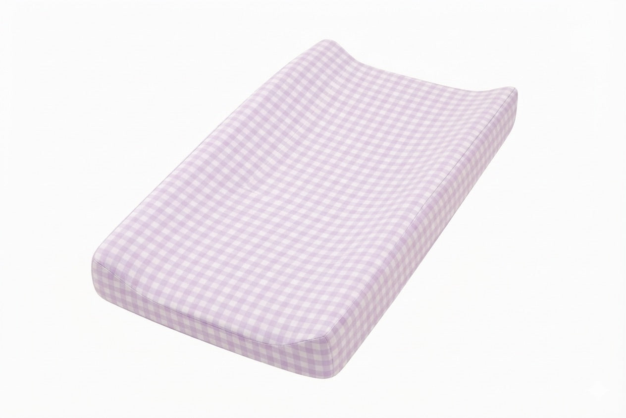 Purple Gingham Changing Pad Cover