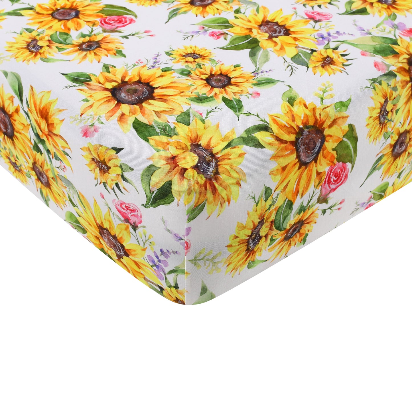 Suns and Roses (Sunflowers) Twin Fitted Sheet and Pillowcase Set BDLJ