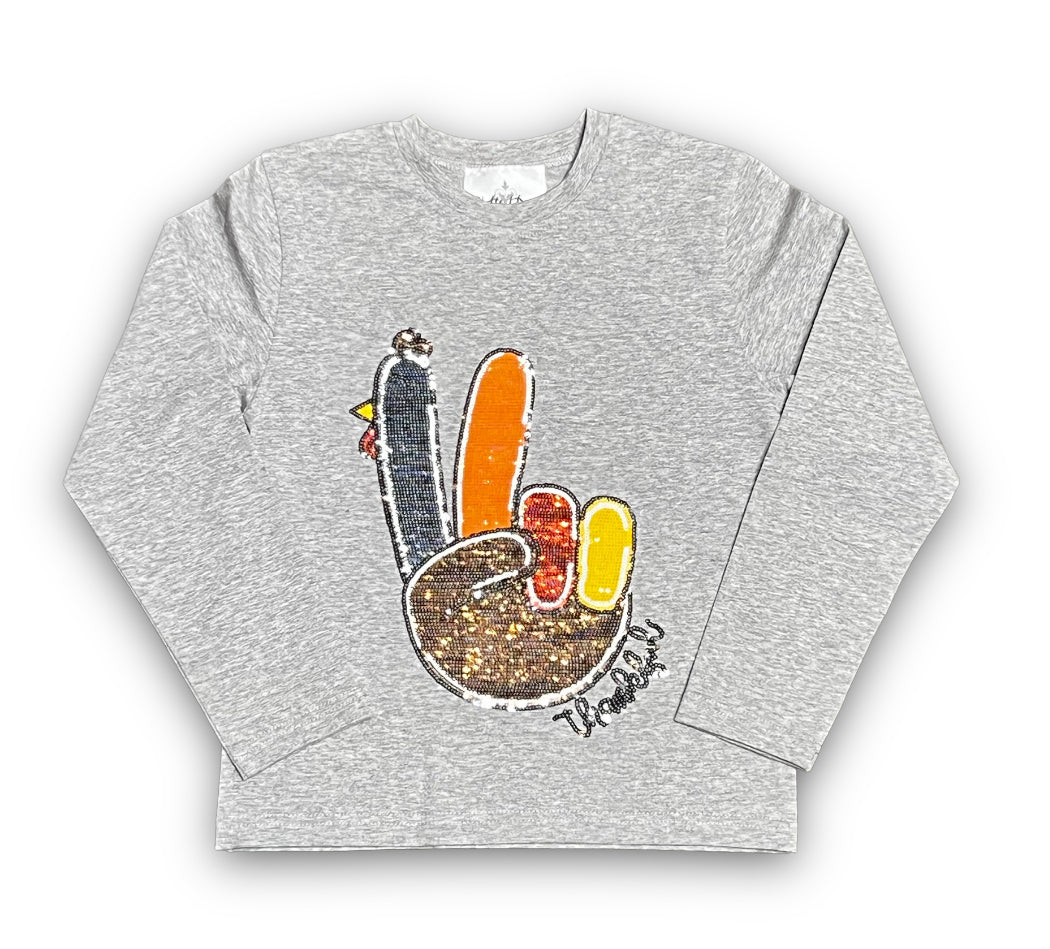 Turkey Long Sleeve Sequin Adult Shirt