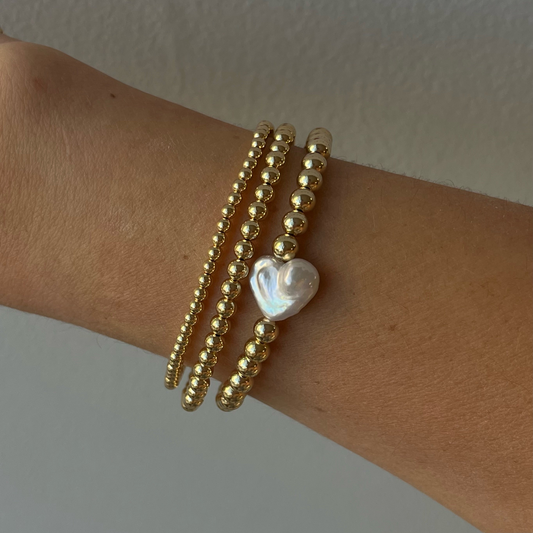 pearl heart juno bracelet (5mm)
