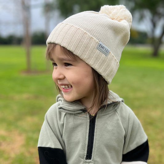 Toddler Pom Beanie | Cream
