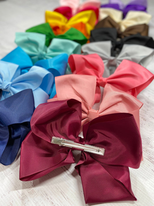 Texas Size Grosgrain Hair Bow - Alligator Clip - 6.5" - 36 colors