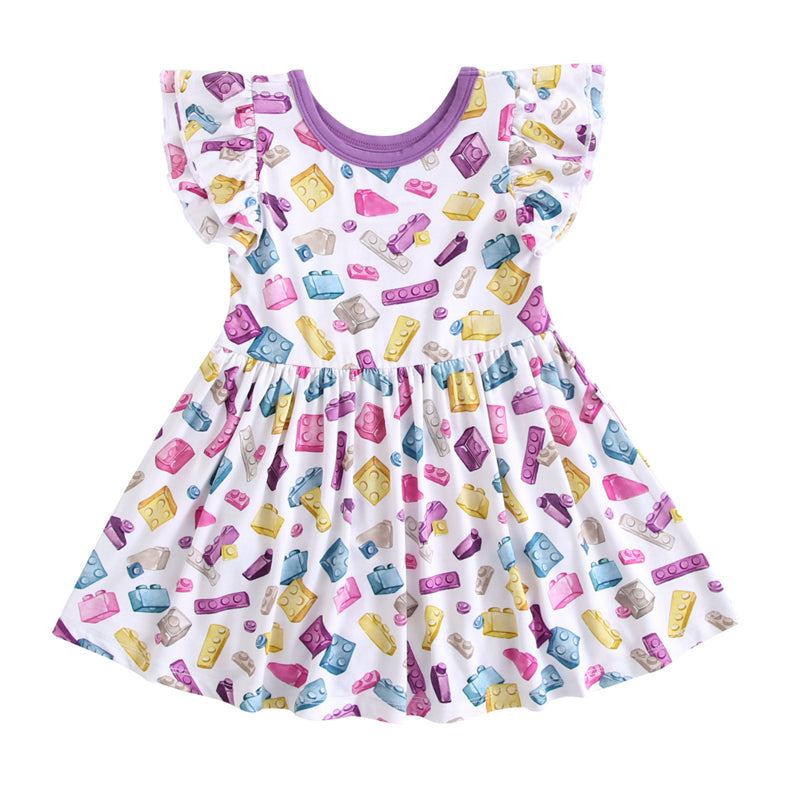 Block Party Purple Bodysuit Twirl Dress