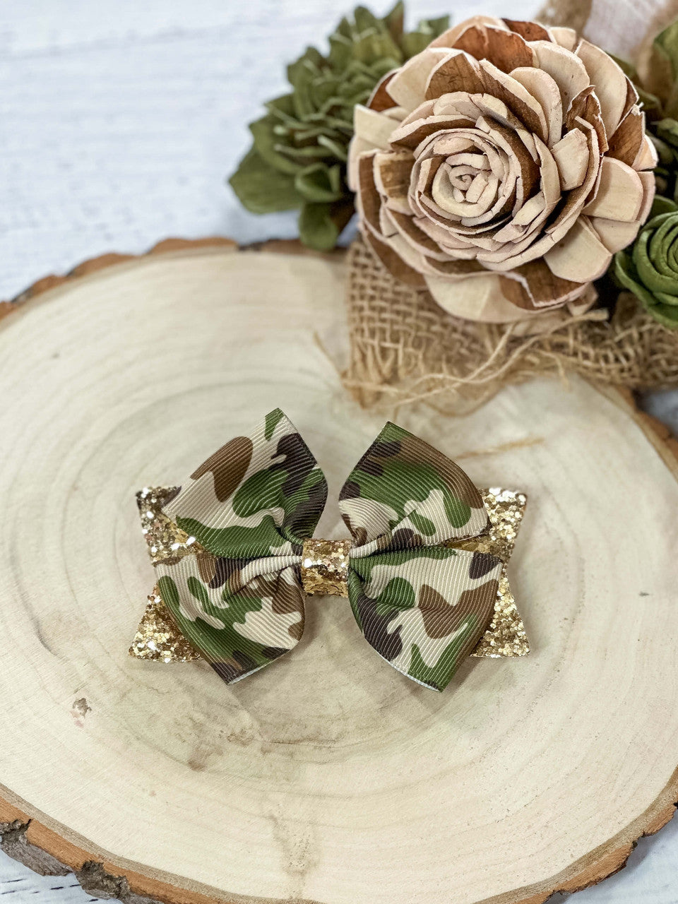 Camo & Glittery Bow