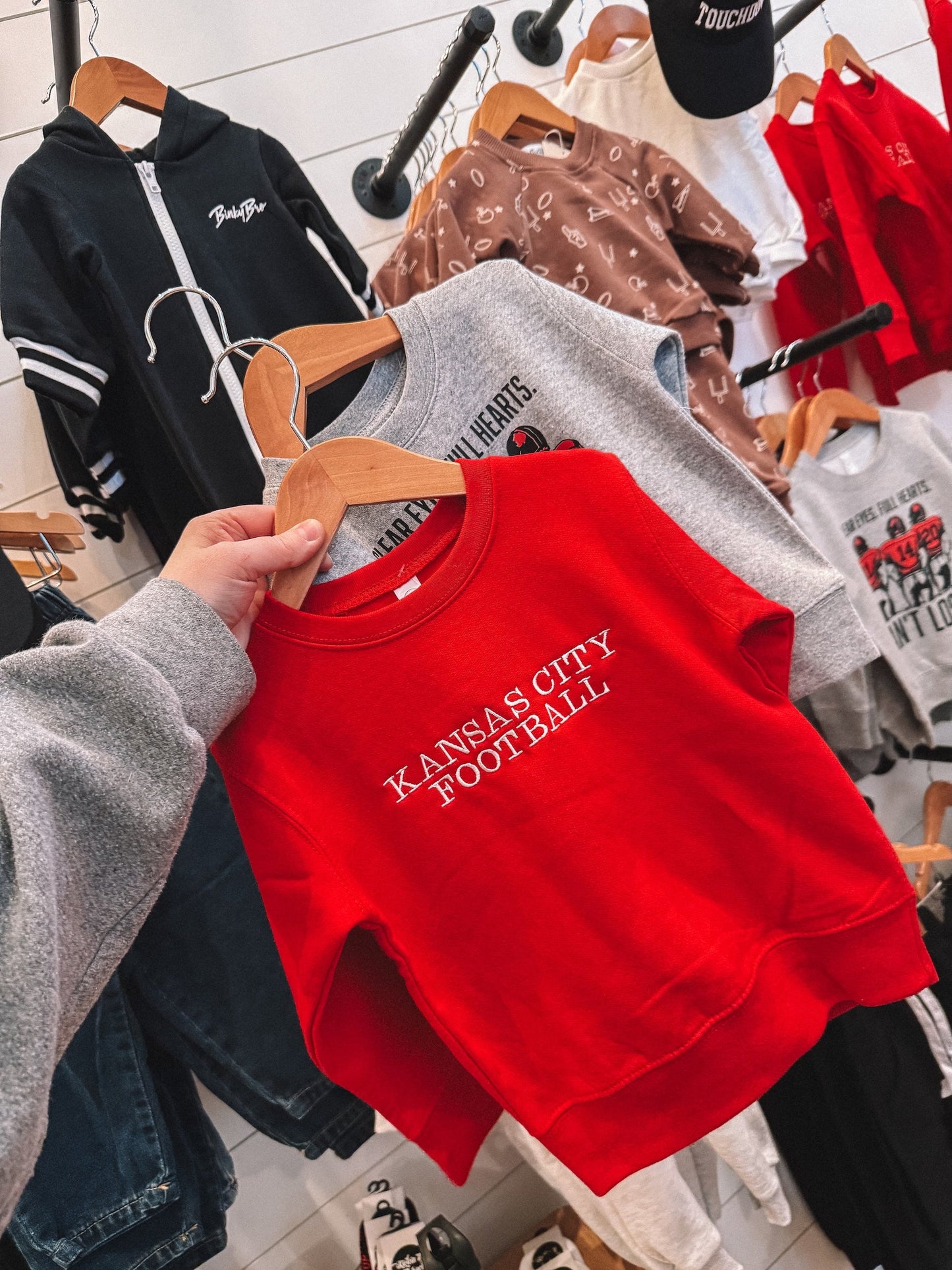 kansas city football embroidered crewneck