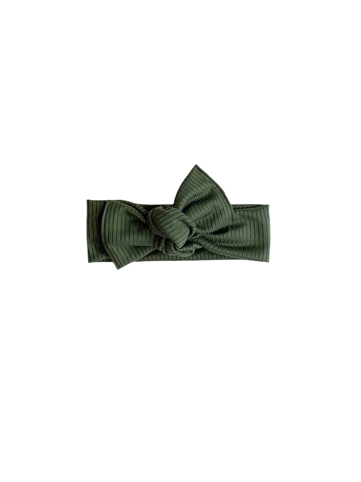 Olive Green Ribbed Tie On Headwrap