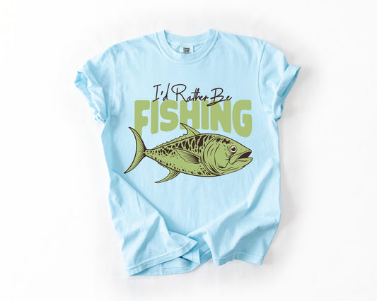 I'd Rather Be Fishing, Boat, Lake Life, Sea Life, Camping, Outdoor, Nature, Travel, Comfort Colors T-Shirt