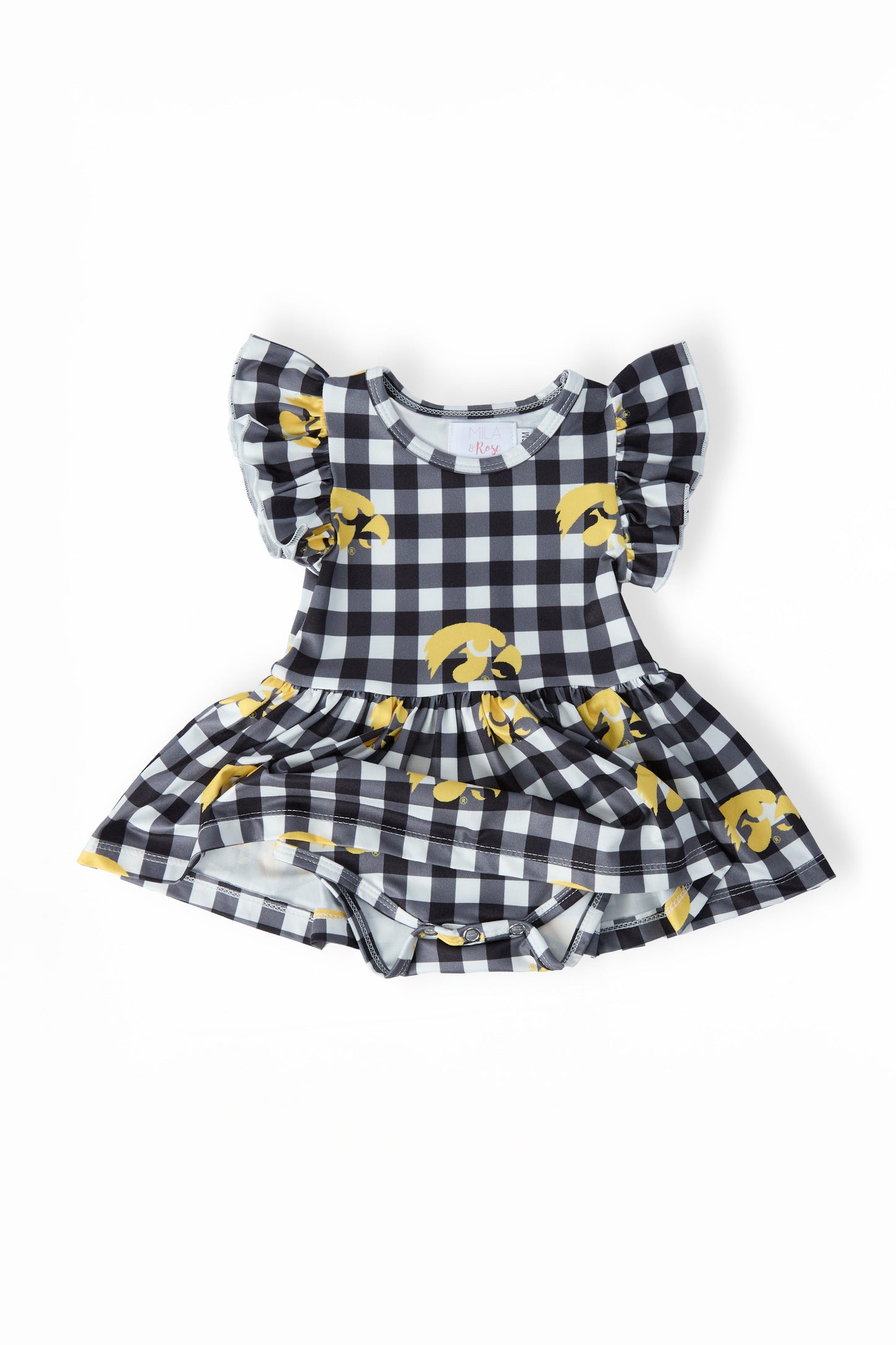 Iowa Plaid Tigerhawk Flutter Twirl Bodysuit