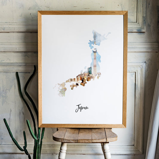 Japan Watercolor Map