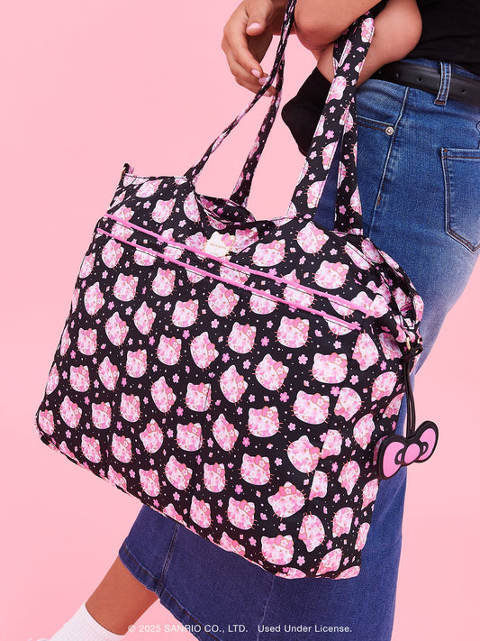 Hello Kitty® × JuJuBe Cherry Blossoms Super Be Large Bag Duffel — Black and Pink