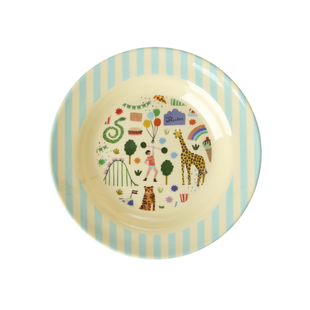 Melamine Kids Bowl | Fun Fair Mint Print -