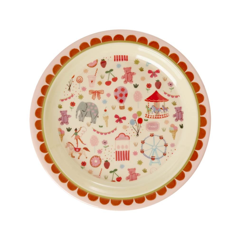 Melamine Kids Plate - Fun Fair Pink Print -