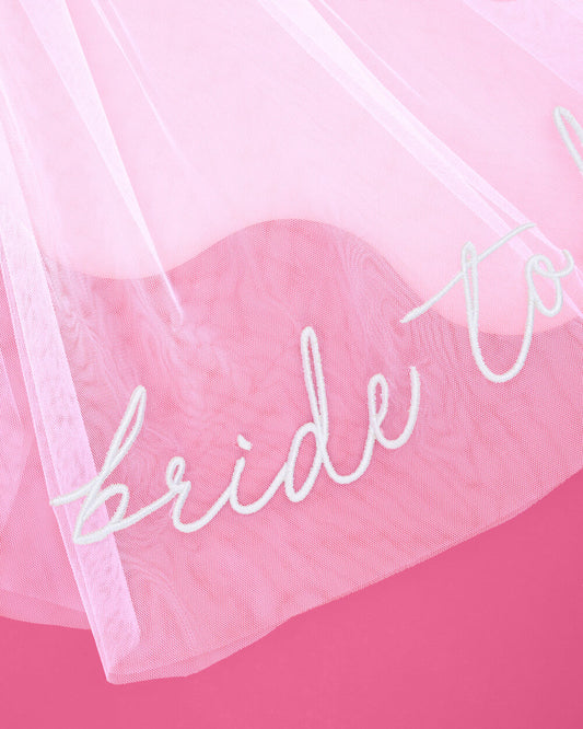 Bride To Be Veil - white embroidered veil