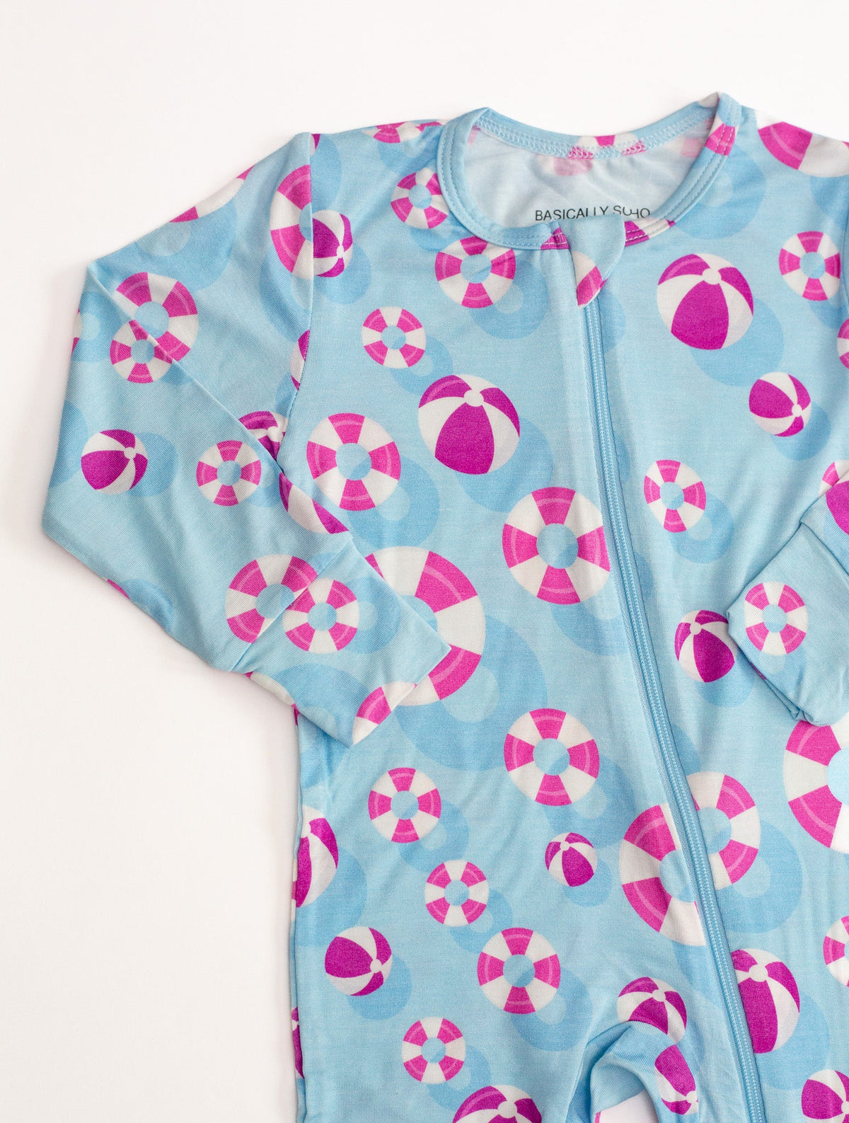 Hamptons Pool Party Pink Zippered Romper