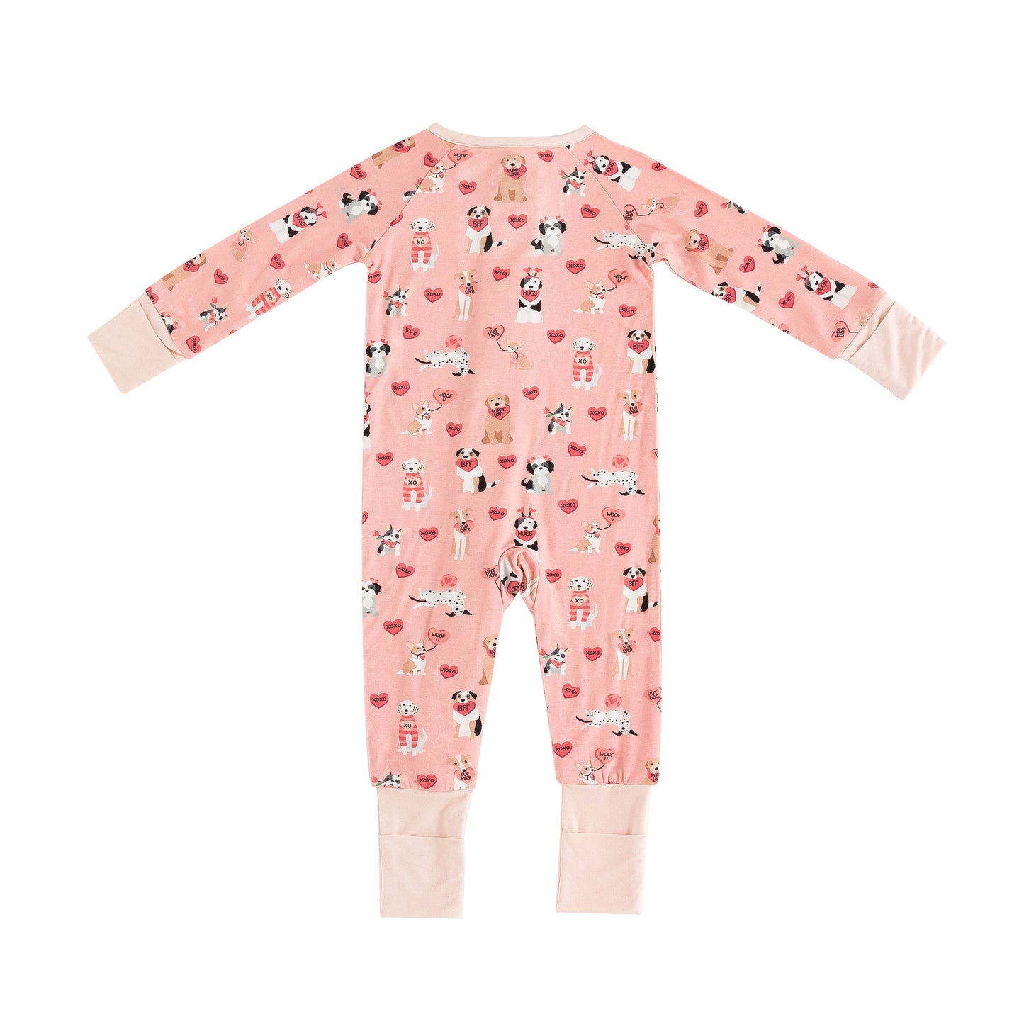 Pups & Kisses (Convertible Zip Footies) - Pink