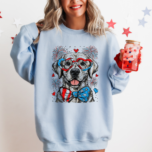 Labrador Retriever Patriotic Dog, USA, America, Pet Lover, 4th of July Sweatshirt