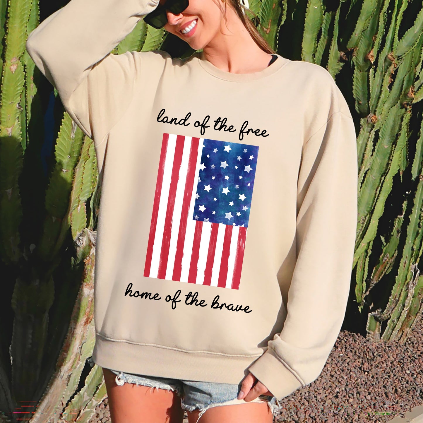 Land Of The Free, Home Of The Brave American Flag Sweatshirt
