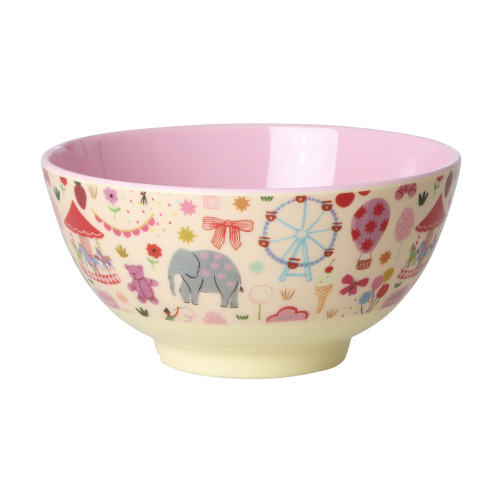 Medium Melamine Bowl - Fun Fair Pink Print - 23.7oz