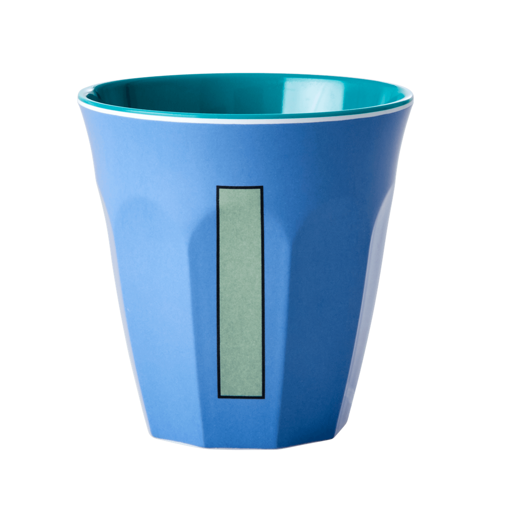 Melamine Cup - Medium with Alphabet in Bluish Colors | Letter I