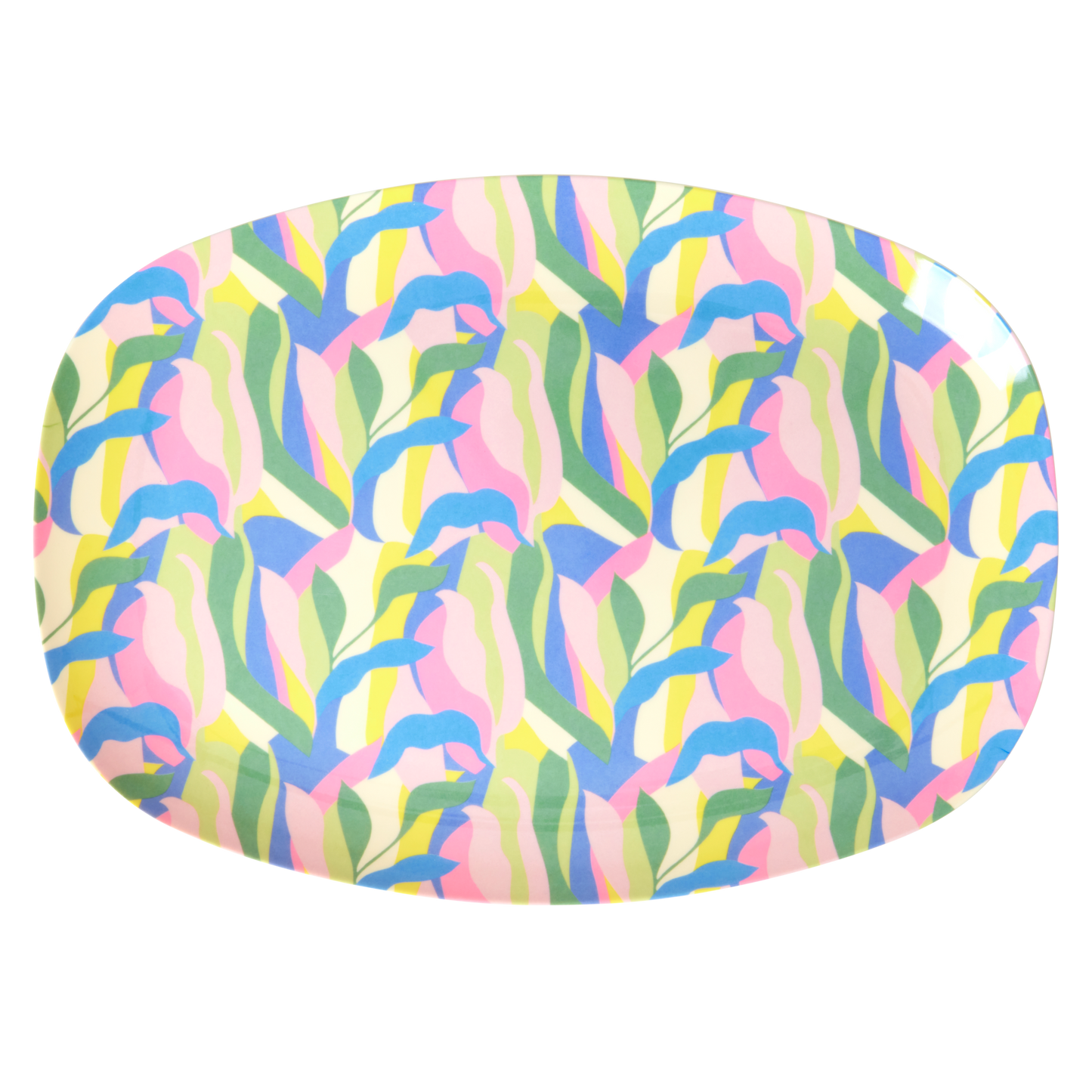 Medium Melamine Rectangular Plate - Blue - Jungle Fever Print