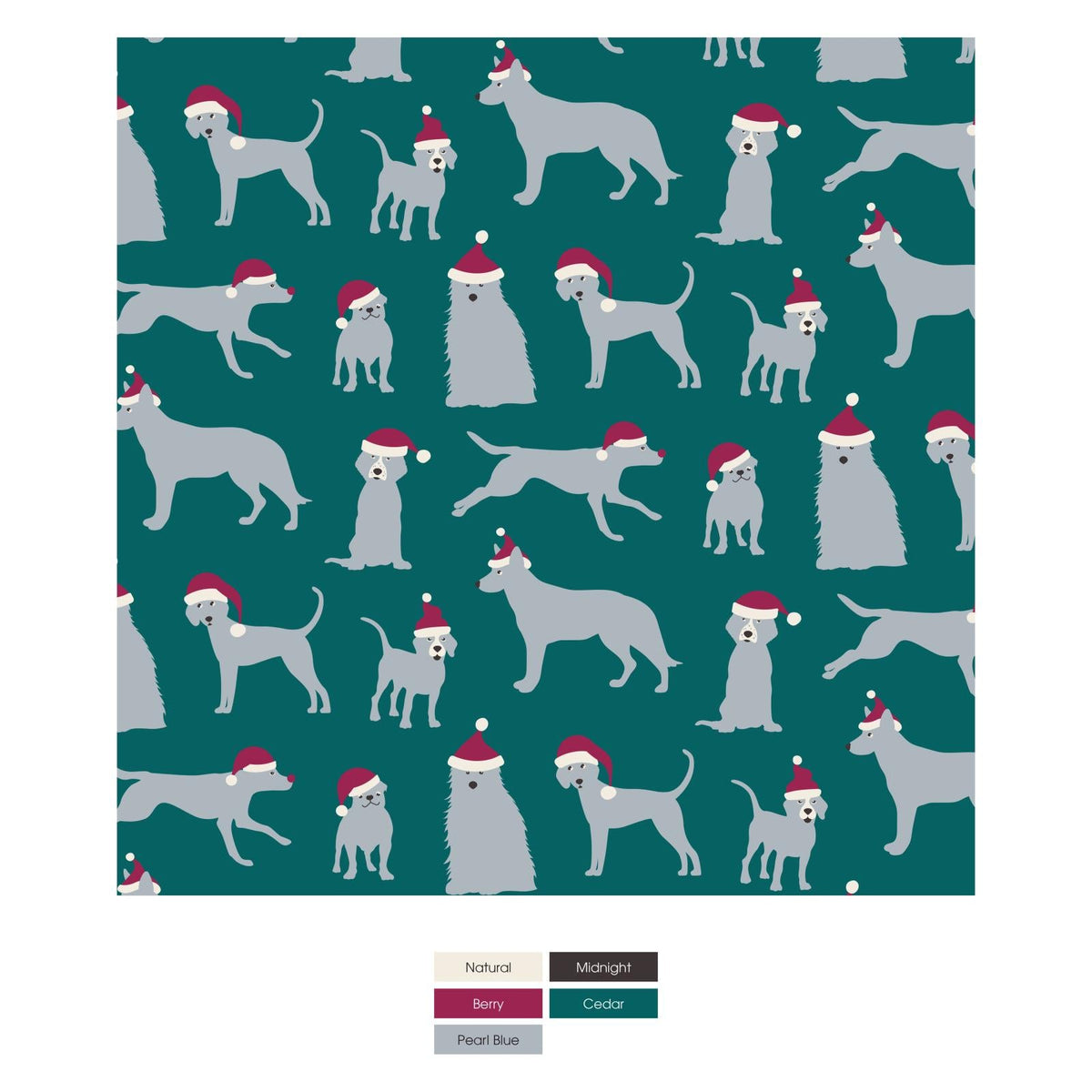 Print Long Sleeve Pajama Set in Cedar Santa Dogs