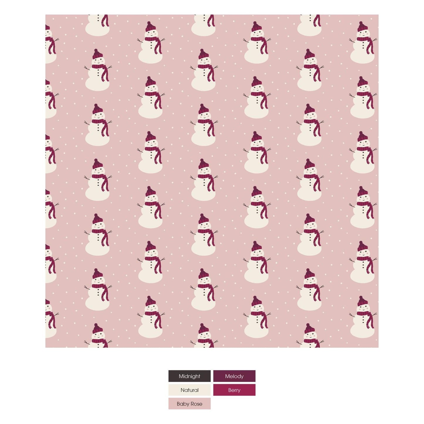 Print Coverall with 2 Way Zipper in Baby Rose Tiny Snowman